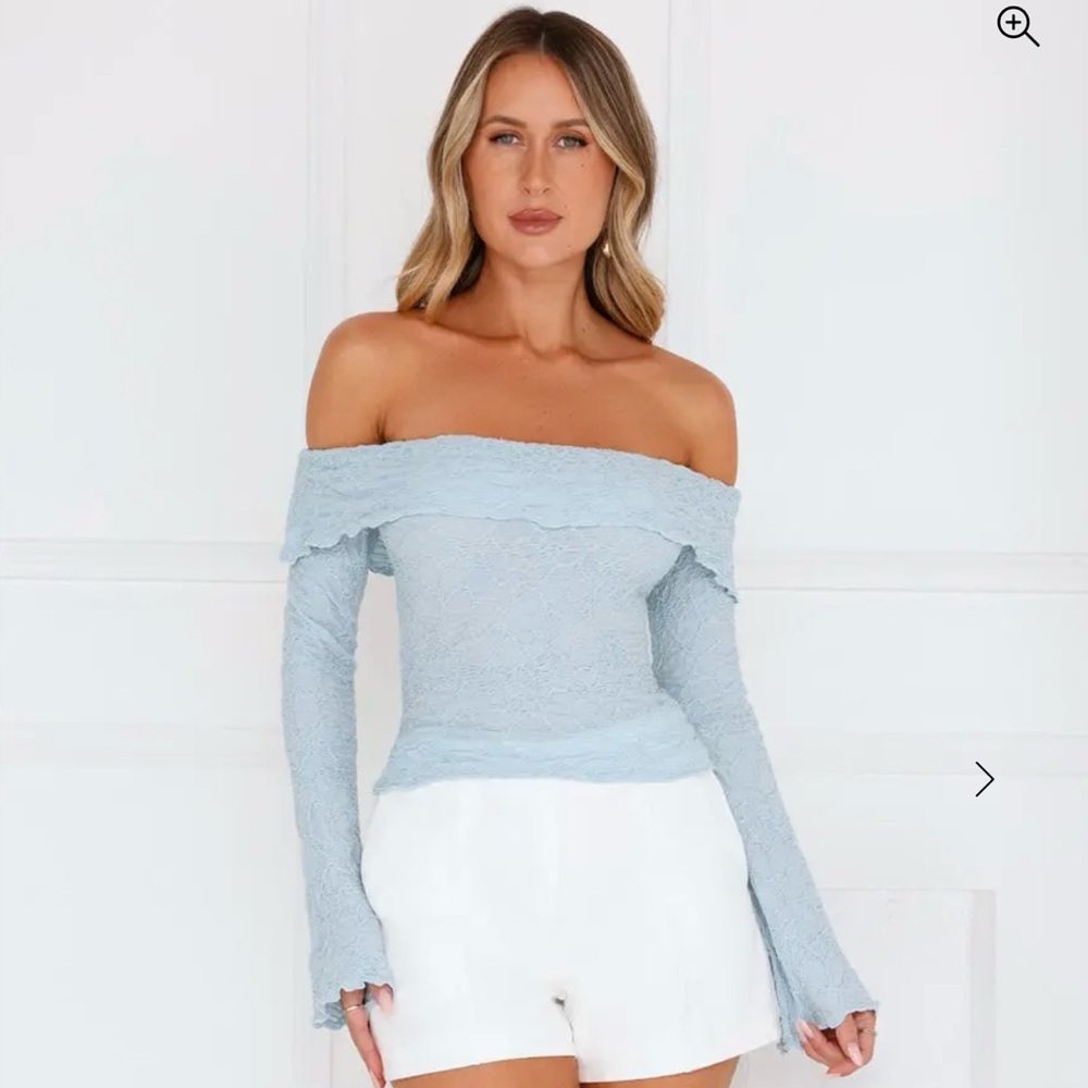 NEW Blue Off-the-Shoulder Long Sleeve Top